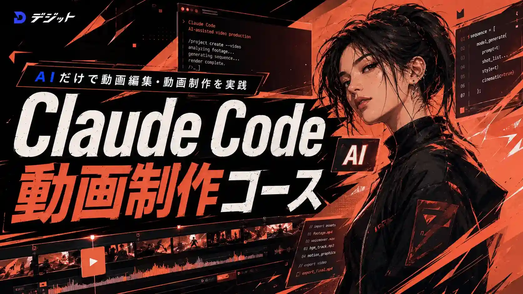 デジットのClaudeCode動画制作コースの紹介画像